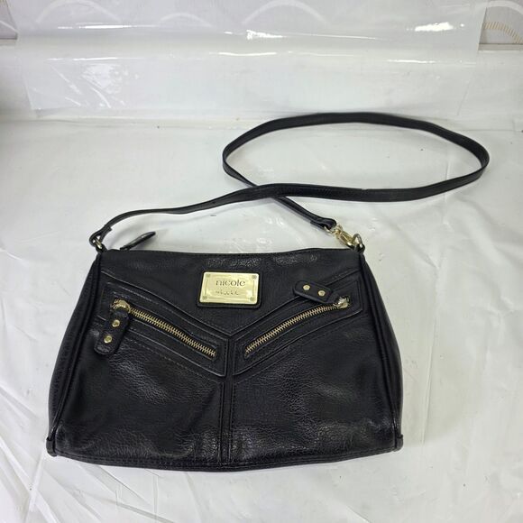 Nicole Miller Black Mobile Phone Pocket Clutch Purse 2 Zippered Pockets - Picture 2 of 7